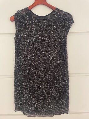 All Saints Black Sequin Shift Dress